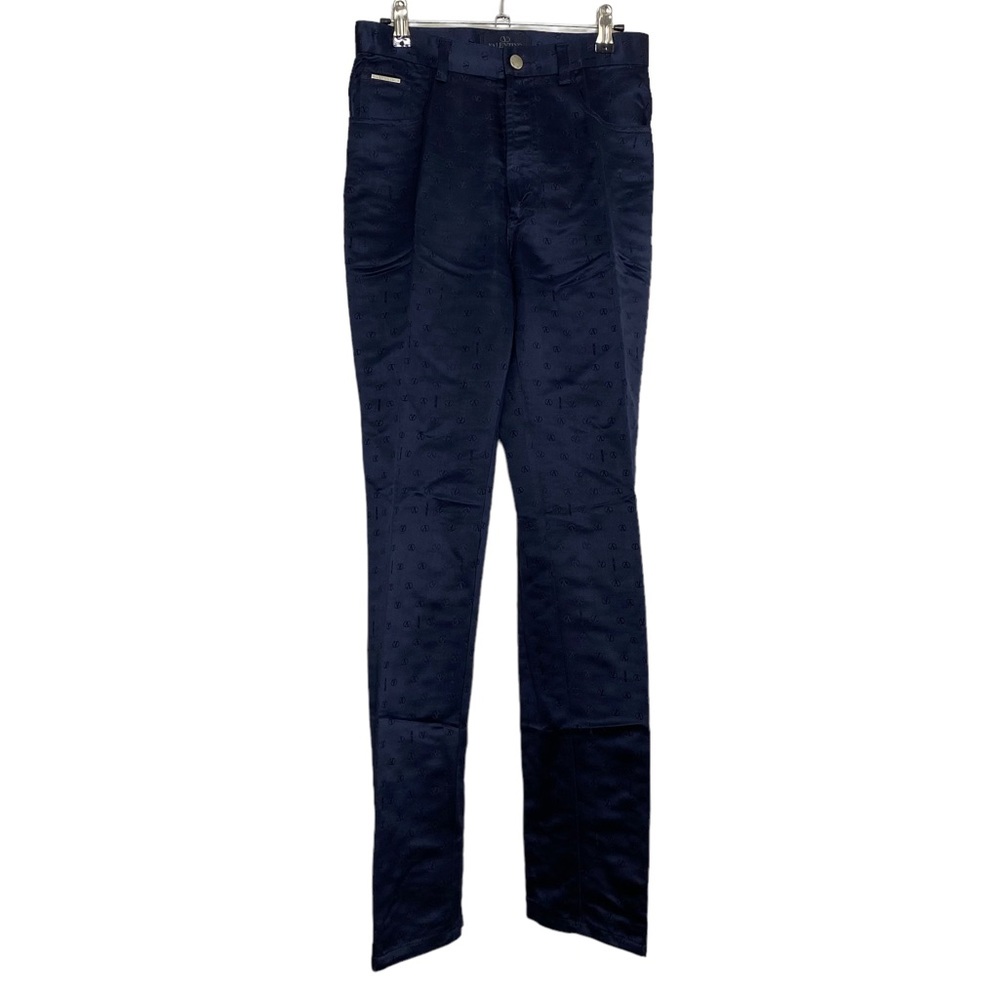 Valentino Jeans Silk Blend Navy Spellout Pants